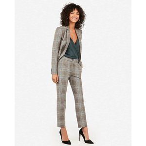 NWT Express High Waisted Plaid Ankle Pants Womens Sz 6R Brown Gray Plaid Career